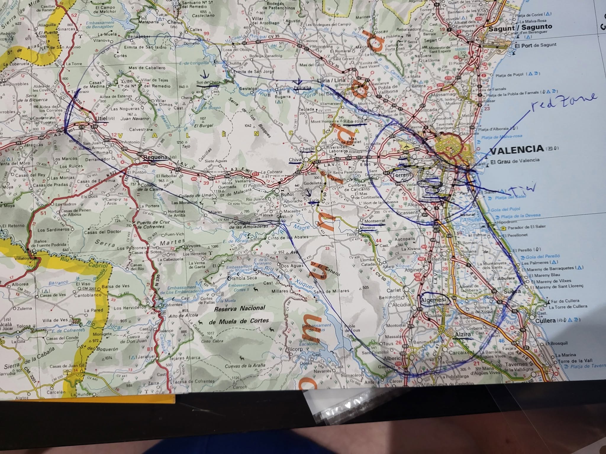 Einsatzkarte der Region Valencia mit markierter Red Zone